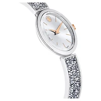 Crystal Rock oval watch, Swiss Made, Crystal bracelet, White, Stainless steel by SWAROVSKI