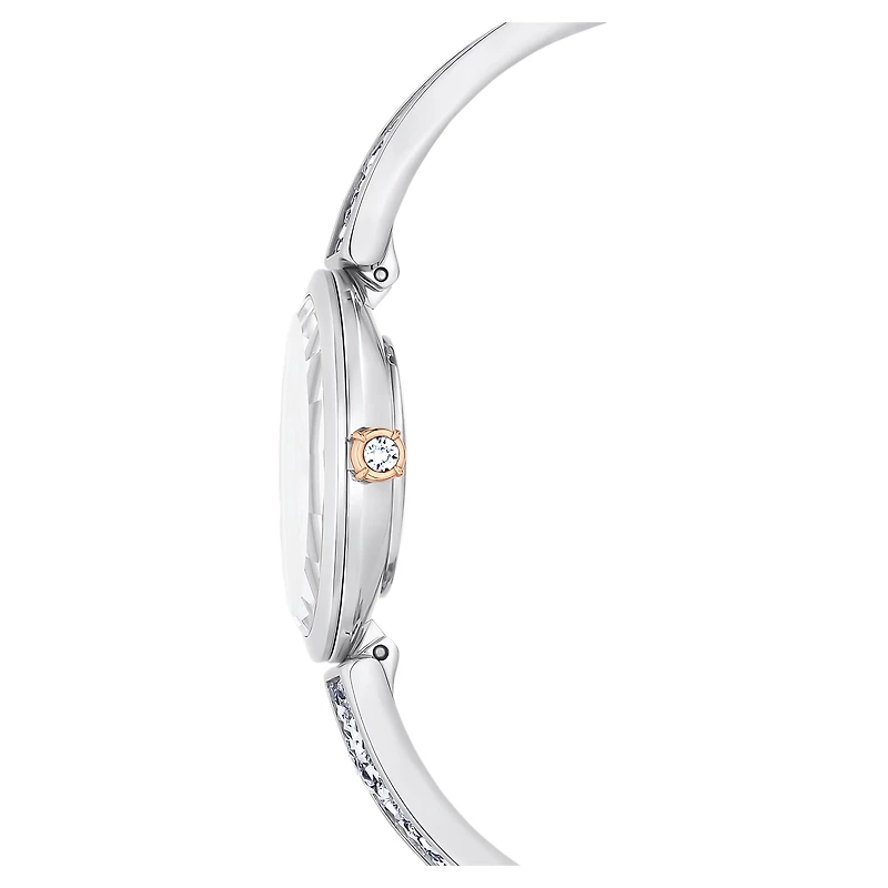 Crystal Rock oval watch, Swiss Made, Crystal bracelet, White, Stainless steel by SWAROVSKI