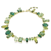 Gema necklace, Mixed cuts, Green, 18K gold finish