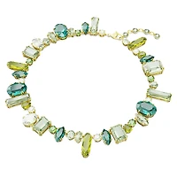 Gema necklace, Mixed cuts, Green, Gold-tone plated by SWAROVSKI