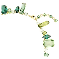 Gema necklace, Mixed cuts, Green, 18K gold finish