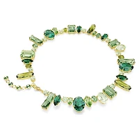 Gema necklace, Mixed cuts, Green, 18K gold finish