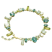 Gema necklace, Mixed cuts, Green, Gold-tone plated by SWAROVSKI