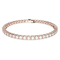 Matrix Tennis bracelet, Round cut, White, 18K rose gold finish