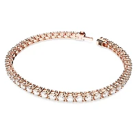 Matrix Tennis bracelet, Round cut, White, Rose gold-tone plated by SWAROVSKI