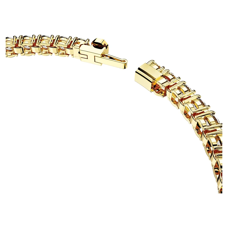 Matrix Tennis bracelet, Round cut, White, 18K gold finish