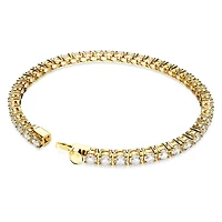Matrix Tennis bracelet, Round cut, White, 18K gold finish