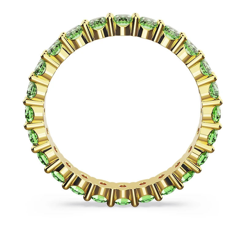 Matrix ring, Round cut, Green, Gold-tone plated by SWAROVSKI
