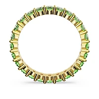 Matrix ring, Round cut, Green, Gold-tone plated by SWAROVSKI