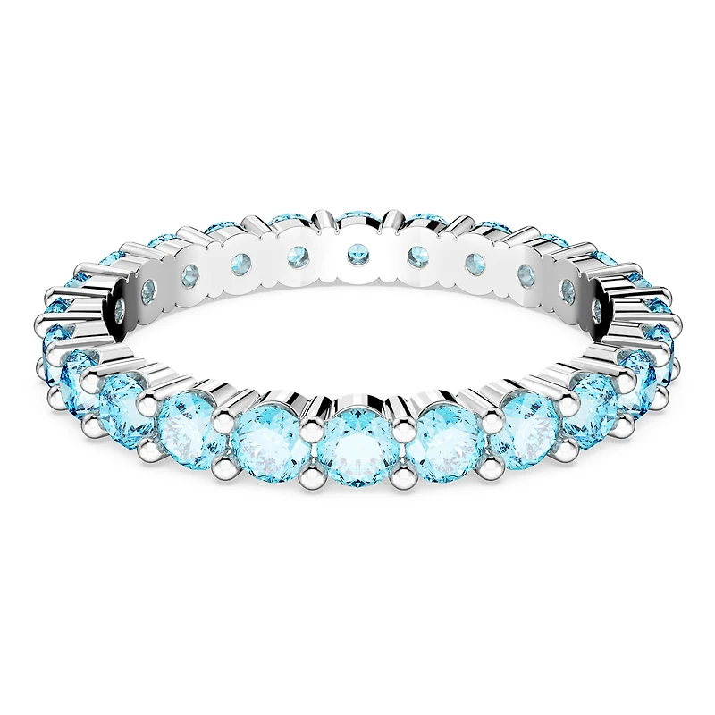 Matrix ring, Round cut, Blue, Rhodium plated by SWAROVSKI