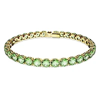 Matrix Tennis bracelet, Round cut, Green, 18K gold finish