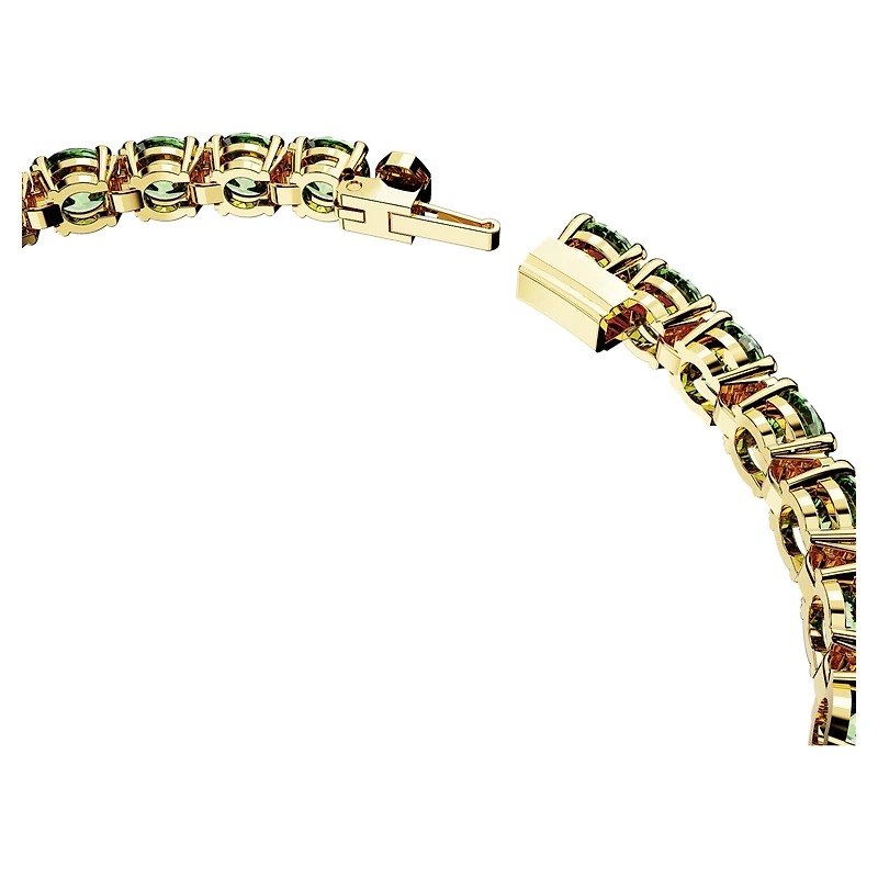 Matrix Tennis bracelet, Round cut, Green, 18K gold finish