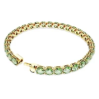 Matrix Tennis bracelet, Round cut, Green, 18K gold finish