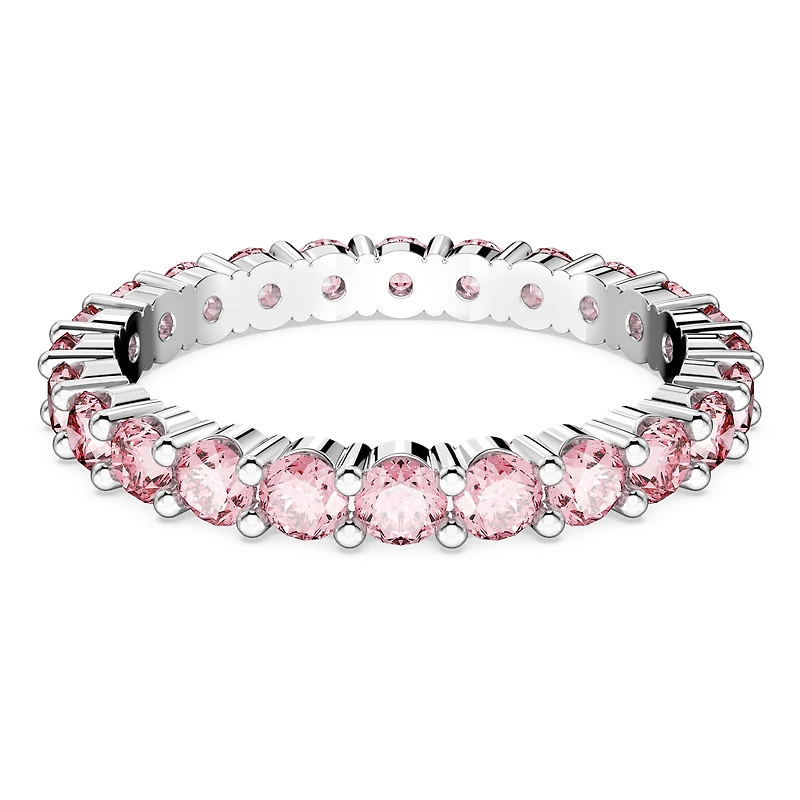 Matrix ring, Round cut, Pink, Rhodium plated by SWAROVSKI