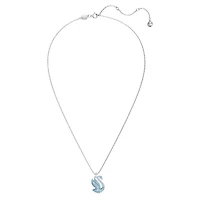 Swan pendant, Swan, Medium, Blue, Rhodium plated by SWAROVSKI