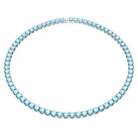 Matrix Tennis necklace, Round cut, Medium, Blue, Rhodium plated by SWAROVSKI