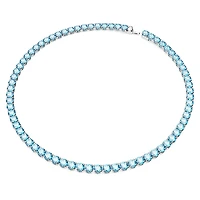Matrix Tennis necklace, Round cut, Medium, Blue, Rhodium plated by SWAROVSKI
