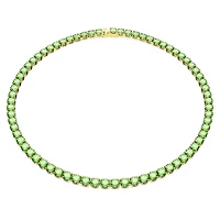 Matrix Tennis necklace, Round cut, Medium, Green, Gold-tone plated by SWAROVSKI
