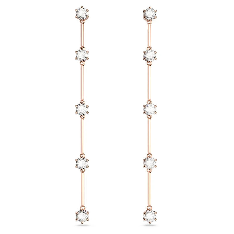 Constella drop earrings, Round cut, White, Rose gold-tone plated by SWAROVSKI