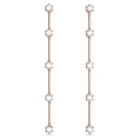 Constella drop earrings, Round cut, White, Rose gold-tone plated by SWAROVSKI