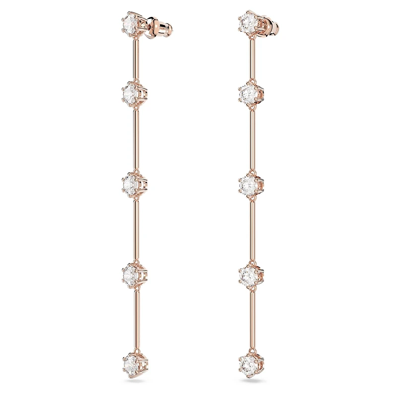Constella drop earrings, Round cut, White, Rose gold-tone plated by SWAROVSKI