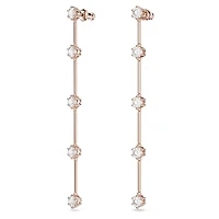 Constella drop earrings, Round cut, White, Rose gold-tone plated by SWAROVSKI