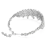 Mesmera choker, Mixed cuts, White, Rhodium plated by SWAROVSKI