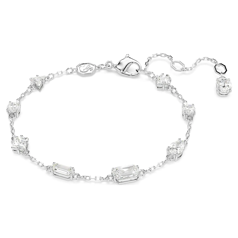 Mesmera bracelet, Mixed cuts, Scattered design, White, Rhodium plated by SWAROVSKI