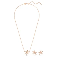 Volta set, Bow, White, Rose gold-tone plated by SWAROVSKI