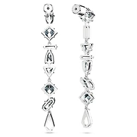 Mesmera drop earrings, Asymmetrical design, Mixed cuts, Long, White, Rhodium plated by SWAROVSKI