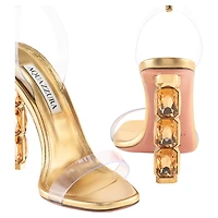 AQUAZZURA Aura sandal, Soft gold tone by SWAROVSKI