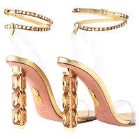 AQUAZZURA Aura sandal, Soft gold tone by SWAROVSKI