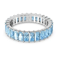 Matrix ring, Baguette cut, Blue, Rhodium plated by SWAROVSKI