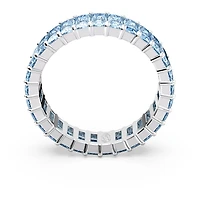 Matrix ring, Baguette cut, Blue, Rhodium plated by SWAROVSKI