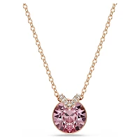 Bella V pendant, Round cut, Pink, 18K rose gold finish