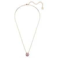 Bella V pendant, Round cut, Pink, 18K rose gold finish