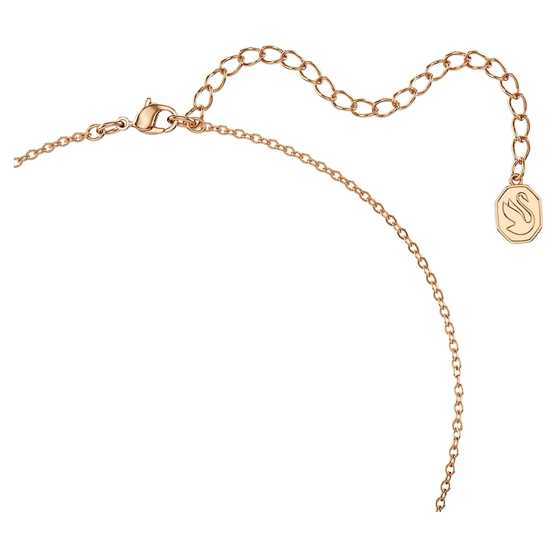 Bella V pendant, Round cut, Pink, 18K rose gold finish