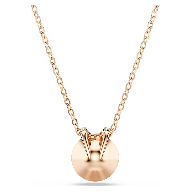 Bella V pendant, Round cut, Pink, 18K rose gold finish