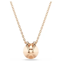 Bella V pendant, Round cut, Pink, 18K rose gold finish