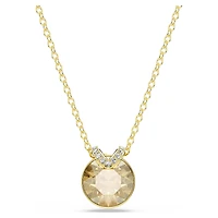 Bella V pendant, Round cut, Gold tone, 18K gold finish