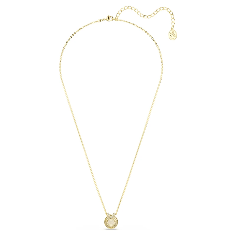 Bella V pendant, Round cut, Gold tone, 18K gold finish