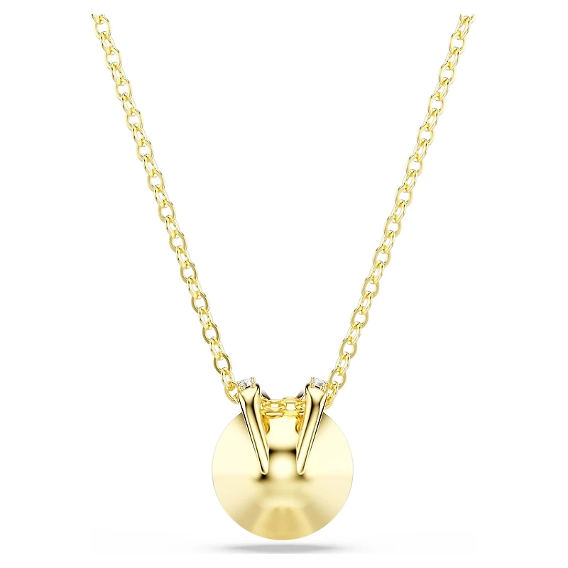 Bella V pendant, Round cut, Gold tone, 18K gold finish