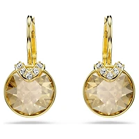 Bella V drop earrings, Round cut, Gold tone, 18K gold finish