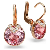 Bella V drop earrings, Round cut, Pink, 18K rose gold finish