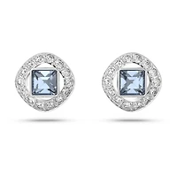 Una Angelic stud earrings, Square cut, Blue, Rhodium plated by SWAROVSKI