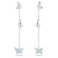 Idyllia Lilia drop earrings, Butterfly, Blue, Rhodium plated by SWAROVSKI