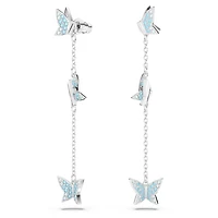 Idyllia Lilia drop earrings, Butterfly, Blue, Rhodium plated by SWAROVSKI
