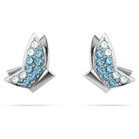 Idyllia Lilia stud earrings, Butterfly, Blue, Rhodium plated by SWAROVSKI