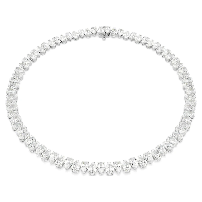 Matrix Tennis necklace, Pear cut, White, Rhodium plated by SWAROVSKI