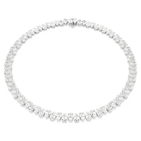 Matrix Tennis necklace, Pear cut, White, Rhodium plated by SWAROVSKI
